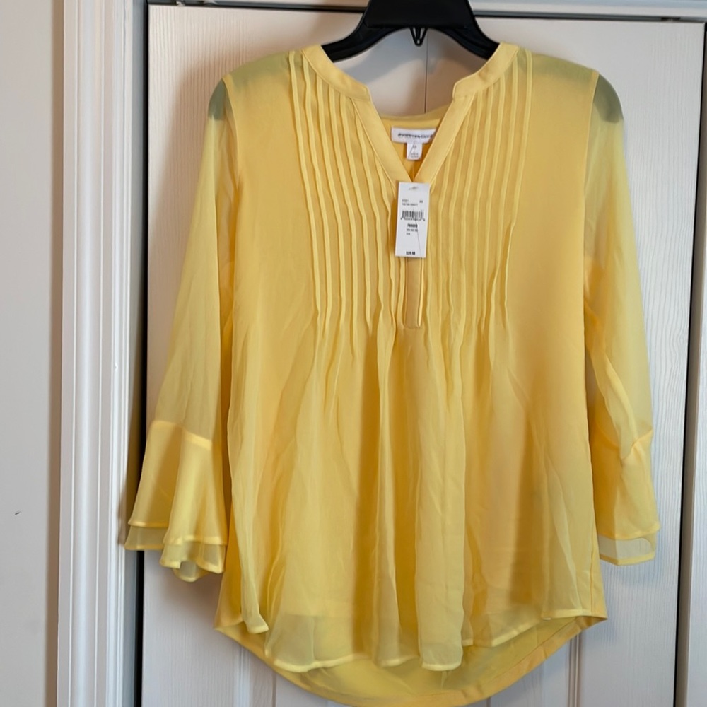 Charter Club yellow sheer blouse size XS NWT